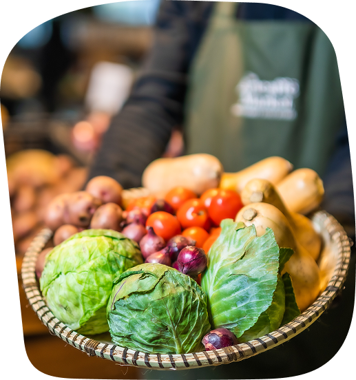 Fresh vegetables handed over in a commercial kitchen