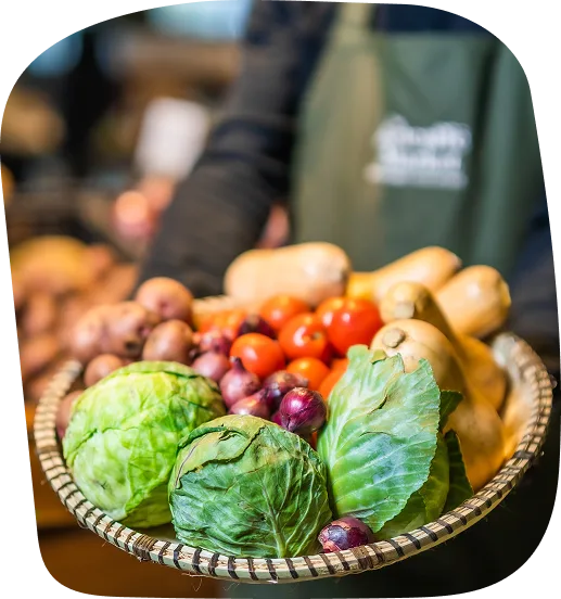Fresh vegetables handed over in a commercial kitchen